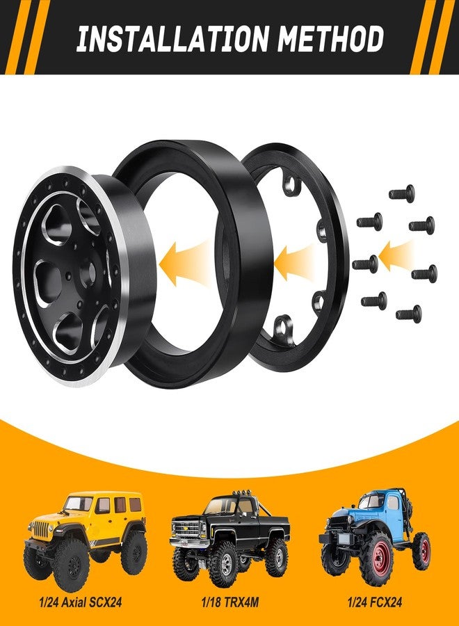 CrazyHobby 1.1" Beadlock Wheels Aluminium Rims for Traxxas TRX4M Axial SCX24 Bronco C10 JLU Deadbolt FCX2 1/18 1/24 RC Crawler Car Upgrade Parts - Image 2